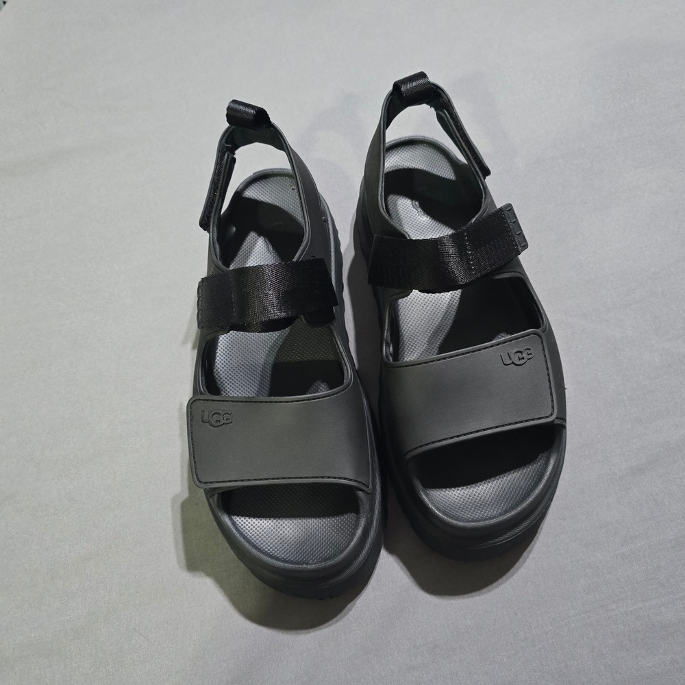 UGG GoldenGlow Sandal Womens 12 Black Platform Adjustable Straps 1152685